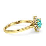 Art Deco Wedding Bridal Ring With Baguette And Round Simulated Cubic Zirconia Stones 925 Sterling Silver