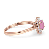 Art Deco Wedding Bridal Ring With Baguette And Round Simulated Cubic Zirconia Stones 925 Sterling Silver