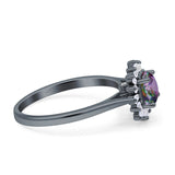 Art Deco Wedding Bridal Ring With Baguette And Round Simulated Cubic Zirconia Stones 925 Sterling Silver