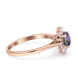 Art Deco Wedding Bridal Ring With Baguette And Round Simulated Cubic Zirconia Stones 925 Sterling Silver