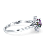 Art Deco Wedding Bridal Ring With Baguette And Round Simulated Cubic Zirconia Stones 925 Sterling Silver