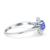 Art Deco Wedding Bridal Ring With Baguette And Round Simulated Cubic Zirconia Stones 925 Sterling Silver