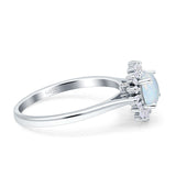 Art Deco Wedding Bridal Ring With Baguette And Round Simulated Cubic Zirconia Stones 925 Sterling Silver