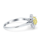 Art Deco Wedding Bridal Ring With Baguette And Round Simulated Cubic Zirconia Stones 925 Sterling Silver