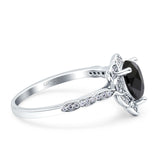 Teardrop Pear Shape Halo Engagement Ring Simulated Cubic Zirconia 925 Sterling Silver