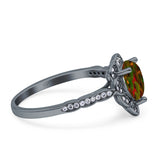 Teardrop Pear Shape Halo Engagement Ring Simulated Cubic Zirconia 925 Sterling Silver