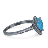 Teardrop Pear Shape Halo Engagement Ring Simulated Cubic Zirconia 925 Sterling Silver