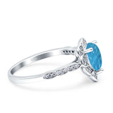 Teardrop Pear Shape Halo Engagement Ring Simulated Cubic Zirconia 925 Sterling Silver