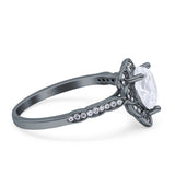 Teardrop Pear Shape Halo Engagement Ring Simulated Cubic Zirconia 925 Sterling Silver