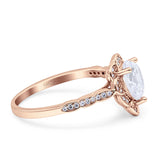 Teardrop Pear Shape Halo Engagement Ring Simulated Cubic Zirconia 925 Sterling Silver