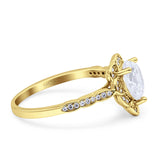 Teardrop Pear Shape Halo Engagement Ring Simulated Cubic Zirconia 925 Sterling Silver