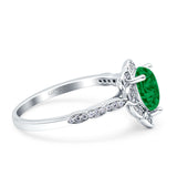 Teardrop Pear Shape Halo Engagement Ring Simulated Cubic Zirconia 925 Sterling Silver