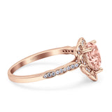 Teardrop Pear Shape Halo Engagement Ring Simulated Cubic Zirconia 925 Sterling Silver