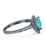 Teardrop Pear Shape Halo Engagement Ring Simulated Cubic Zirconia 925 Sterling Silver