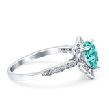 Teardrop Pear Shape Halo Engagement Ring Simulated Cubic Zirconia 925 Sterling Silver