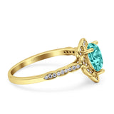 Teardrop Pear Shape Halo Engagement Ring Simulated Cubic Zirconia 925 Sterling Silver