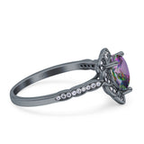 Teardrop Pear Shape Halo Engagement Ring Simulated Cubic Zirconia 925 Sterling Silver