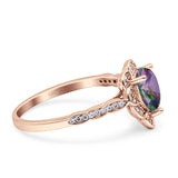 Teardrop Pear Shape Halo Engagement Ring Simulated Cubic Zirconia 925 Sterling Silver