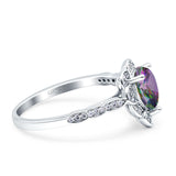 Teardrop Pear Shape Halo Engagement Ring Simulated Cubic Zirconia 925 Sterling Silver