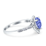 Teardrop Pear Shape Halo Engagement Ring Simulated Cubic Zirconia 925 Sterling Silver