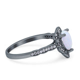 Teardrop Pear Shape Halo Engagement Ring Simulated Cubic Zirconia 925 Sterling Silver