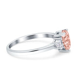 Teardrop Pear Shape Wedding Engagement Ring Simulated Cubic Zirconia 925 Sterling Silver