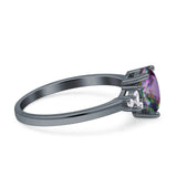 Teardrop Pear Shape Wedding Engagement Ring Simulated Cubic Zirconia 925 Sterling Silver