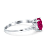 Teardrop Pear Shape Wedding Engagement Ring Simulated Cubic Zirconia 925 Sterling Silver