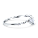 Half Eternity Wedding Ring Marquise Simulated Cubic Zirconia 925 Sterling Silver