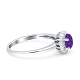 Art Deco Wedding Bridal Ring Halo Round Simulated Cubic Zirconia Stones 925 Sterling Silver