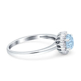 Art Deco Wedding Bridal Ring Halo Round Simulated Cubic Zirconia Stones 925 Sterling Silver