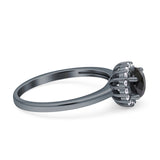 Art Deco Wedding Bridal Ring Halo Round Simulated Cubic Zirconia Stones 925 Sterling Silver