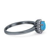 Art Deco Wedding Bridal Ring Halo Round Simulated Cubic Zirconia Stones 925 Sterling Silver