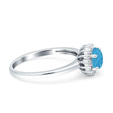 Art Deco Wedding Bridal Ring Halo Round Simulated Cubic Zirconia Stones 925 Sterling Silver