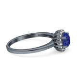 Art Deco Wedding Bridal Ring Halo Round Simulated Cubic Zirconia Stones 925 Sterling Silver