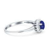 Art Deco Wedding Bridal Ring Halo Round Simulated Cubic Zirconia Stones 925 Sterling Silver