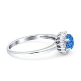 Art Deco Wedding Bridal Ring Halo Round Simulated Cubic Zirconia Stones 925 Sterling Silver