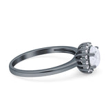 Art Deco Wedding Bridal Ring Halo Round Simulated Cubic Zirconia Stones 925 Sterling Silver