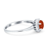 Art Deco Wedding Bridal Ring Halo Round Simulated Cubic Zirconia Stones 925 Sterling Silver