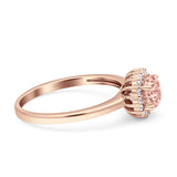 Art Deco Wedding Bridal Ring Halo Round Simulated Cubic Zirconia Stones 925 Sterling Silver