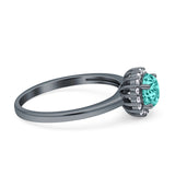 Art Deco Wedding Bridal Ring Halo Round Simulated Cubic Zirconia Stones 925 Sterling Silver