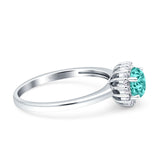 Art Deco Wedding Bridal Ring Halo Round Simulated Cubic Zirconia Stones 925 Sterling Silver