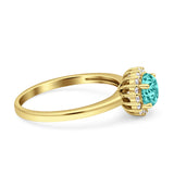 Art Deco Wedding Bridal Ring Halo Round Simulated Cubic Zirconia Stones 925 Sterling Silver