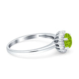 Art Deco Wedding Bridal Ring Halo Round Simulated Cubic Zirconia Stones 925 Sterling Silver