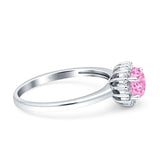 Art Deco Wedding Bridal Ring Halo Round Simulated Cubic Zirconia Stones 925 Sterling Silver