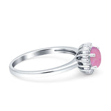 Art Deco Wedding Bridal Ring Halo Round Simulated Cubic Zirconia Stones 925 Sterling Silver