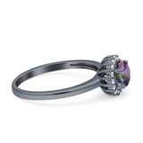 Art Deco Wedding Bridal Ring Halo Round Simulated Cubic Zirconia Stones 925 Sterling Silver