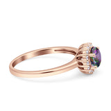 Art Deco Wedding Bridal Ring Halo Round Simulated Cubic Zirconia Stones 925 Sterling Silver