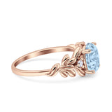 Leaf Style Oval Vintage Engagement Ring Simulated Cubic Zirconia 925 Sterling Silver