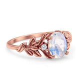 Leaf Style Oval Natural Moonstone Vintage Engagement Ring